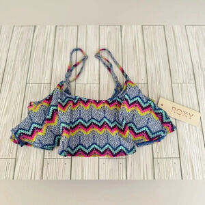 NWT | Roxy | Chevron Boho Striped Blue Striped Swimsuit Top - Size M